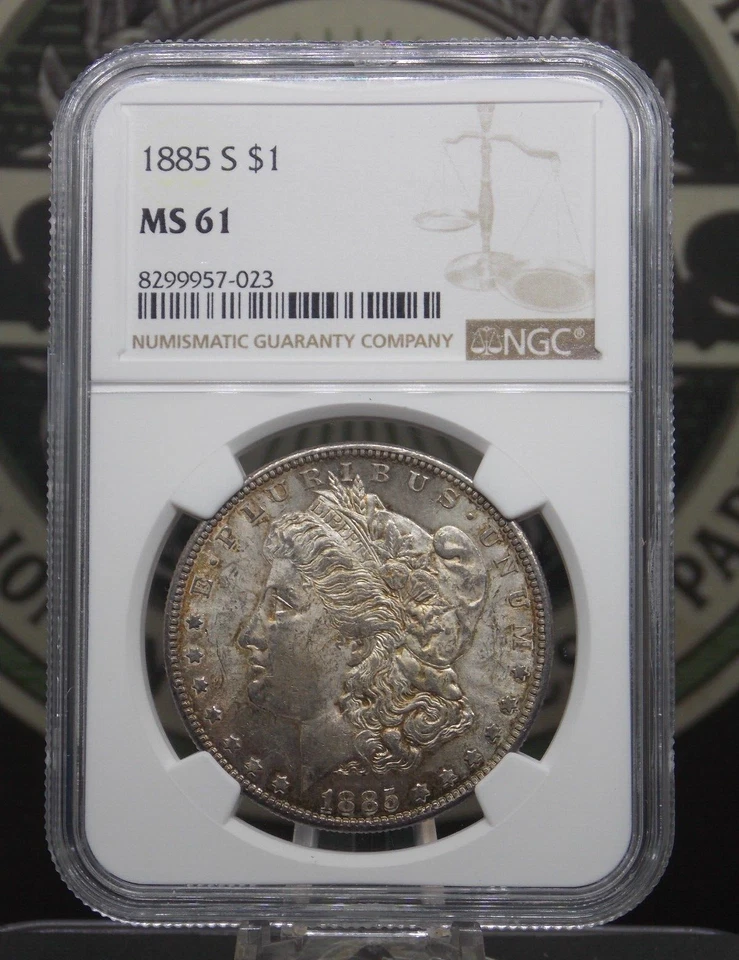 1885 "S" Morgan SILVER Dollar $1 NGC MS61 #023 Unc Uncirculated ECC&C, Inc. - Image 3 of 4