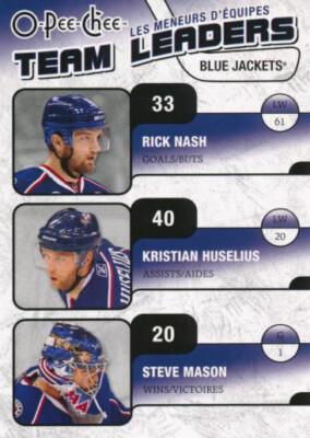 2010-11 O-Pee-Chee TEAM LEADERS #9 RICK NASH / KRISTIAN HUSELIUS / STEVE MASON