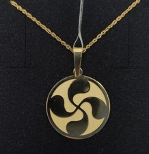 Colgante Y Cadena Oro 18k 750 mls. Medalla Lauburu 19 MM.