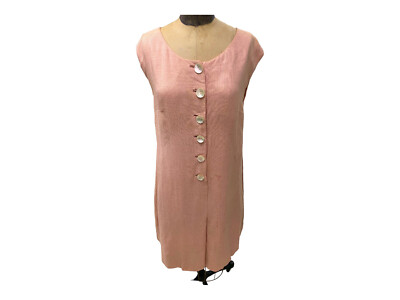 Vintage 1960s Light Pink Linen Shift Dress Large Mother Pearl Buttons Med-  Large | eBay