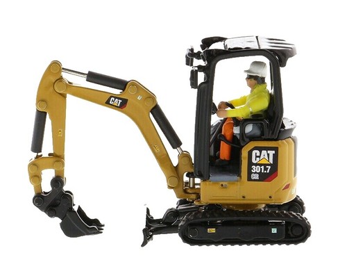 siku 0801, Excavatrice, Métal/Plastique, Jaune/Noir, Bras de pelle mobile, Cabine rotative