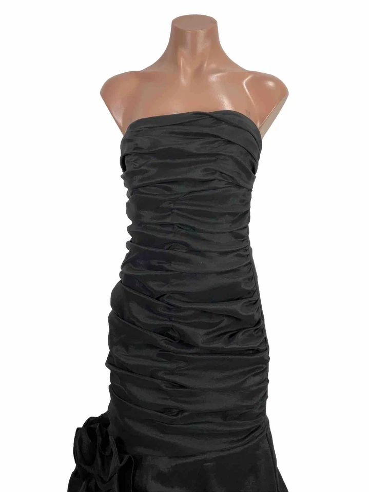 Jessica McClintock Vintage Años 80 90 Negro Tafetán Vestido de Baile Baile de graduación Vestido de Fiesta 6 Foto 3 de 4