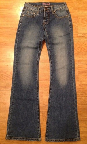 Star City Distressed verwaschen Stretch Bootcut Nieten Denim blau Jeans Damen Gr. 1 - Bild 2 von 11