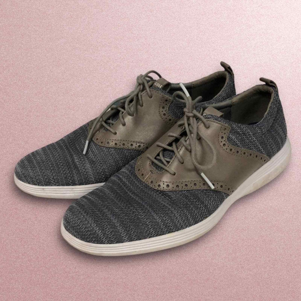 Cole Haan Grand OS Oxford Shoes Men\'s‎ size 11Gray Knit Leather Brogue Sneakers Men main image 4