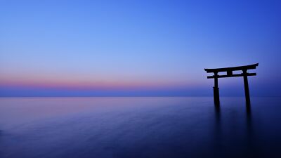 Landscape sunset nature structure torii sky asia Custom Gaming Mat Desk