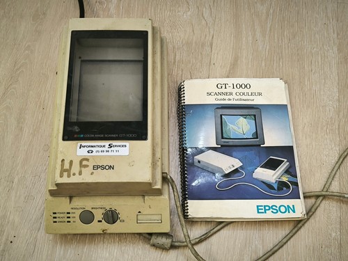 Vintage Epson GT-1000 Farbbildscanner (1990) mit Bedienungsanleitung FR - sehr selten