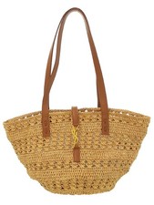 Borsa Saint Laurent Panier Small 685618 in pelle di rafia marrone naturale al...