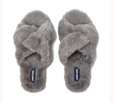 Lands End Fluffy Slide House Slippers size 7 NWT
