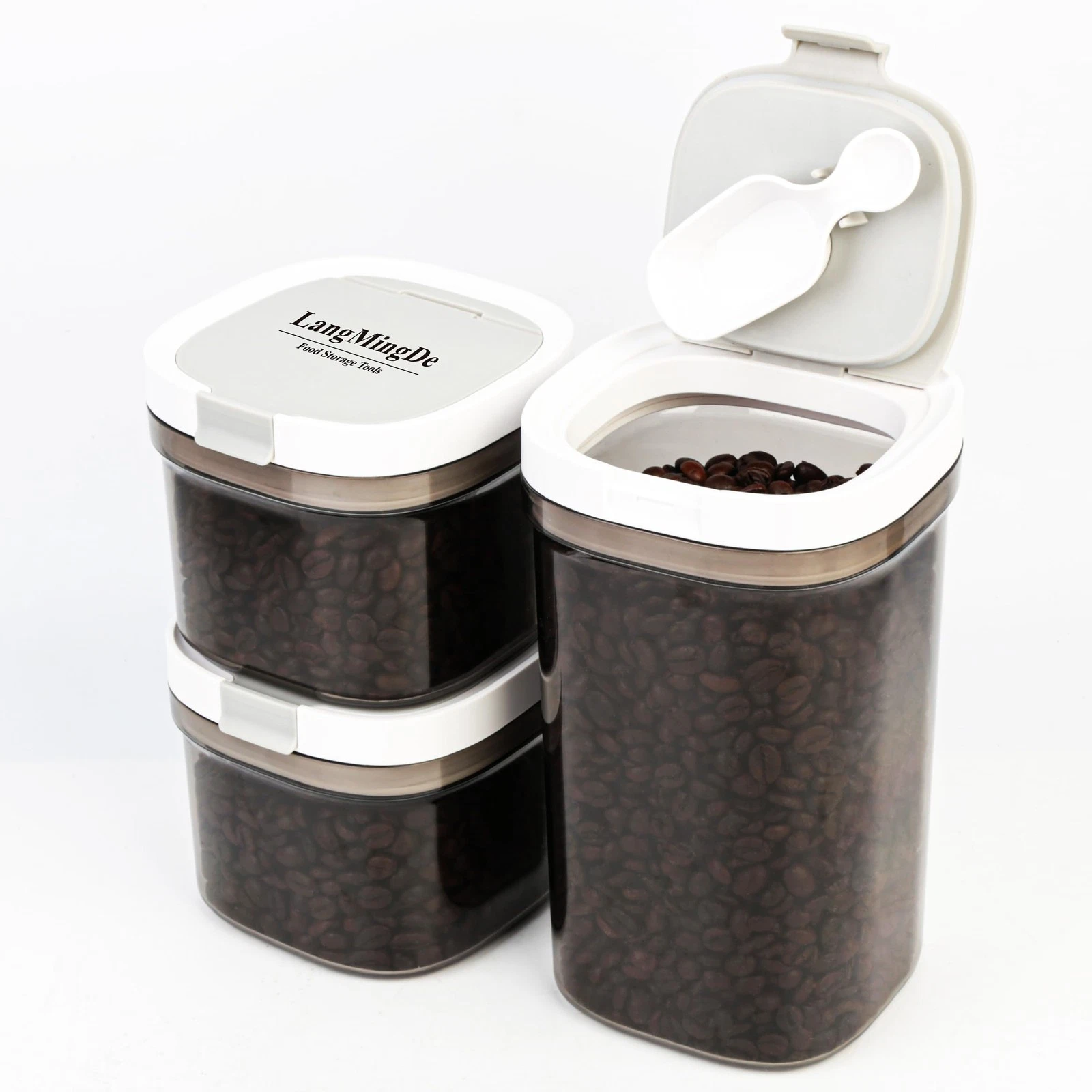 3 Piece Airtight Kitchen Storage Canisters Set, Coffee and Dry Food Storage C...