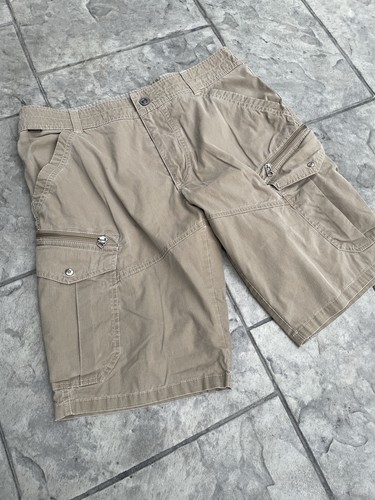 Kuhl Men's Sz 34 Cargo Tan Vintage Patina Dye Hiking Shorts Carbon Inseam 12" - Picture 2 of 6