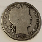 1904-S Barber Silver Half Dollar - Good, Scarce Date San Francisco 50C coin
