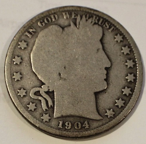 1904-S Barber Silver Half Dollar - Good, Scarce Date San Francisco 50C coin