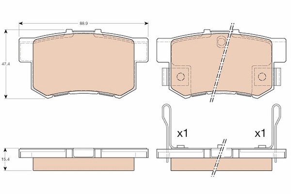 TRW Bremsbelagsatz, Scheibenbremse Hinterachse U.A. FüR Honda, Mg, Rover-image