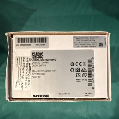 Shure SM58S Cardioid Dynamic Wired Vocal Microphone w/ On/Off Switch Black