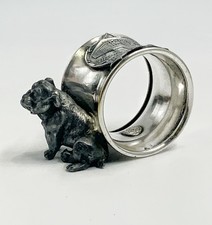 Antique Kronheimer & Oldenbusch co. Silverplate Bulldog napkin ring Metro life