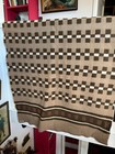 Vintage Brown Pure Wool Blanket Geometric Pattern 43" X 68"
