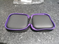 New zipped coin earphone buds case, black & purple, 8 cm sq, faux leather, VGC