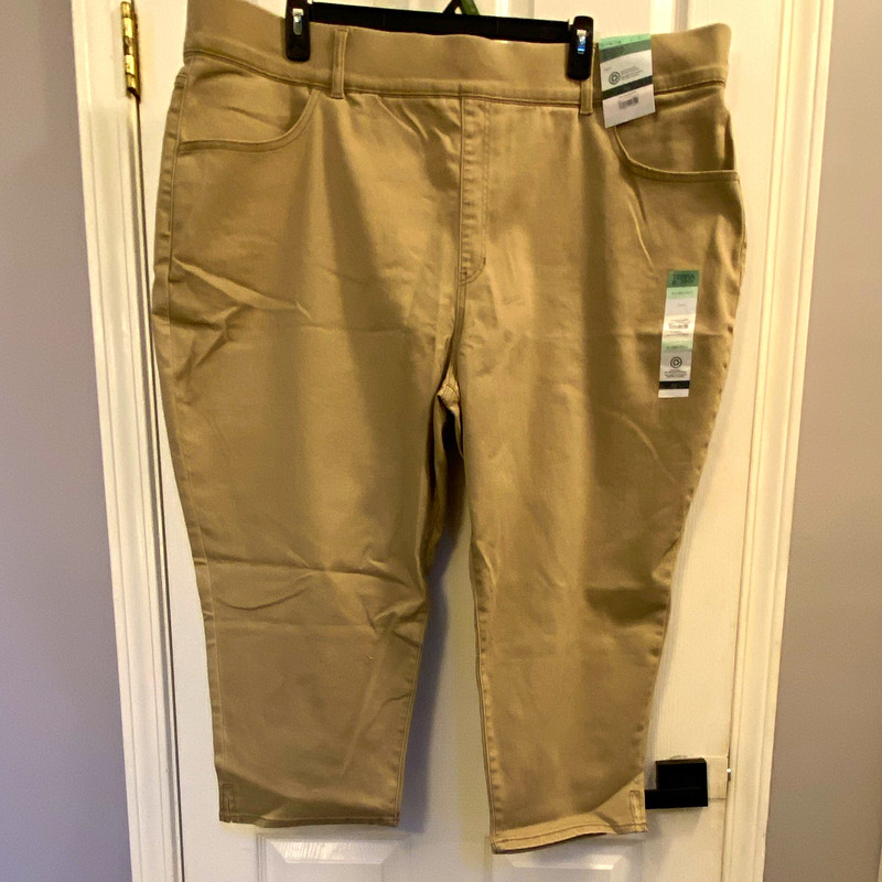 Terra & Sky Women's Plus Pull-On Capri Skinny Jegging Pants Beige Denim 4X