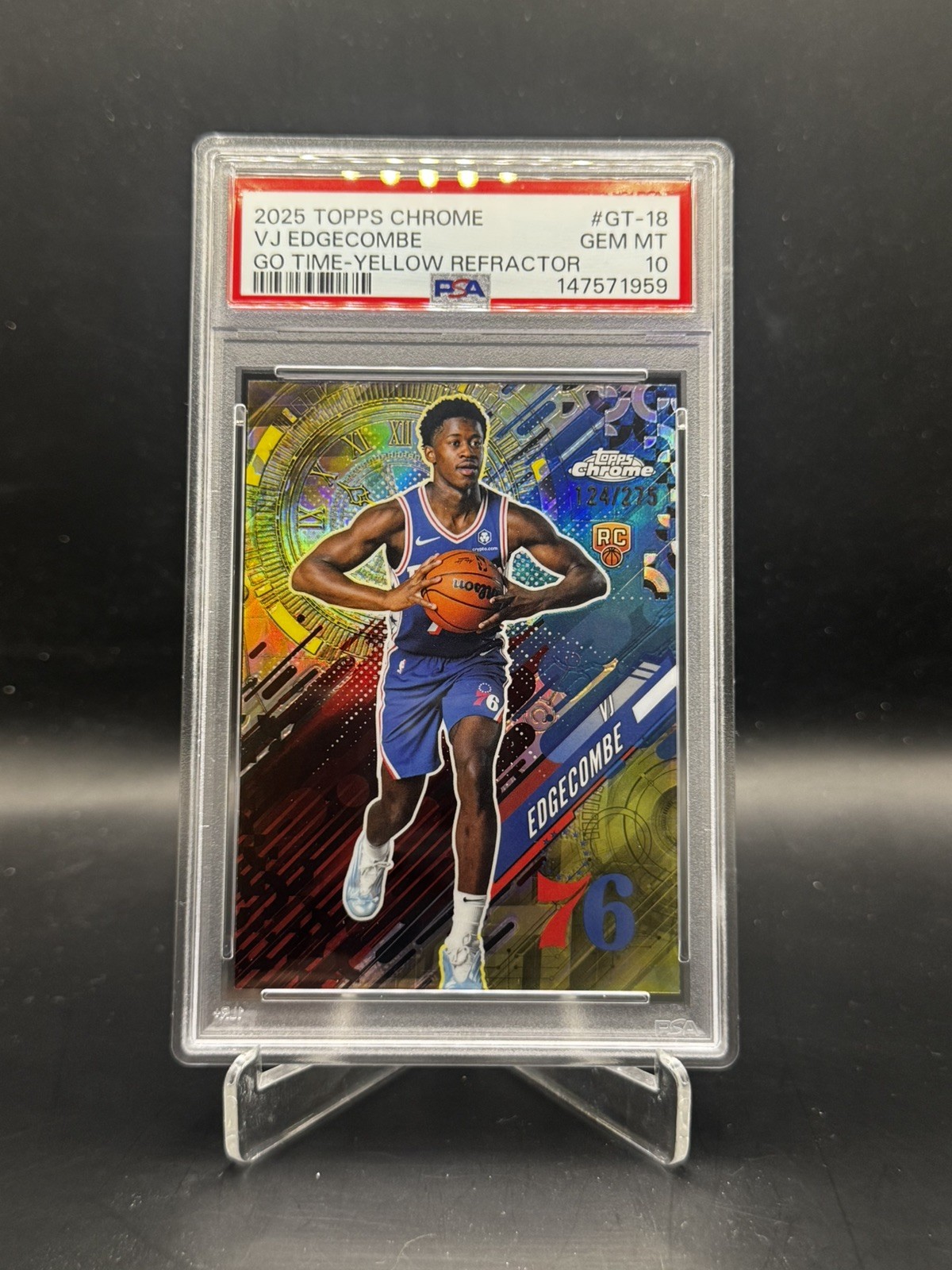 2025 Topps Chrome VJ Edgecombe RC #GT-18 Go Time Yellow Refractor /275 PSA 10