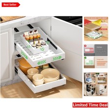 Adjustable Pull Out Drawer Set - 2 Pack for Efficient Kitchen Storage Solutions