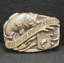 WA17131 NOS COOL 1990s BASS ANGLERS SPORTSMAN SOCIETY BELT BUCKLE