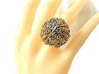 Vintage Panetta Sterling Gold Vermeil Diamante Dome Statement Cocktail Ring 7