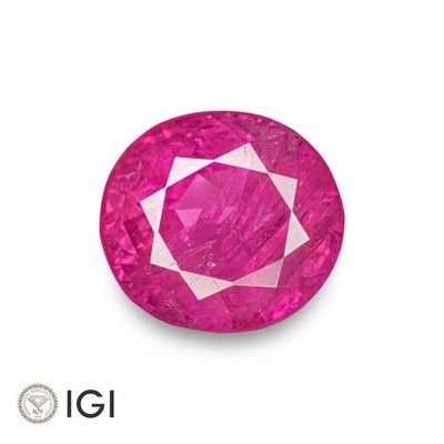 IGI Certified MOGOK BURMA Ruby 2.17 Ct Natural Untreated OVAL Vivid Pinkish Red