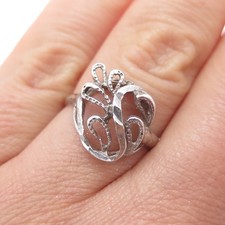 925 Sterling Silver Vintage Swirl Oxidized Ring Size 7