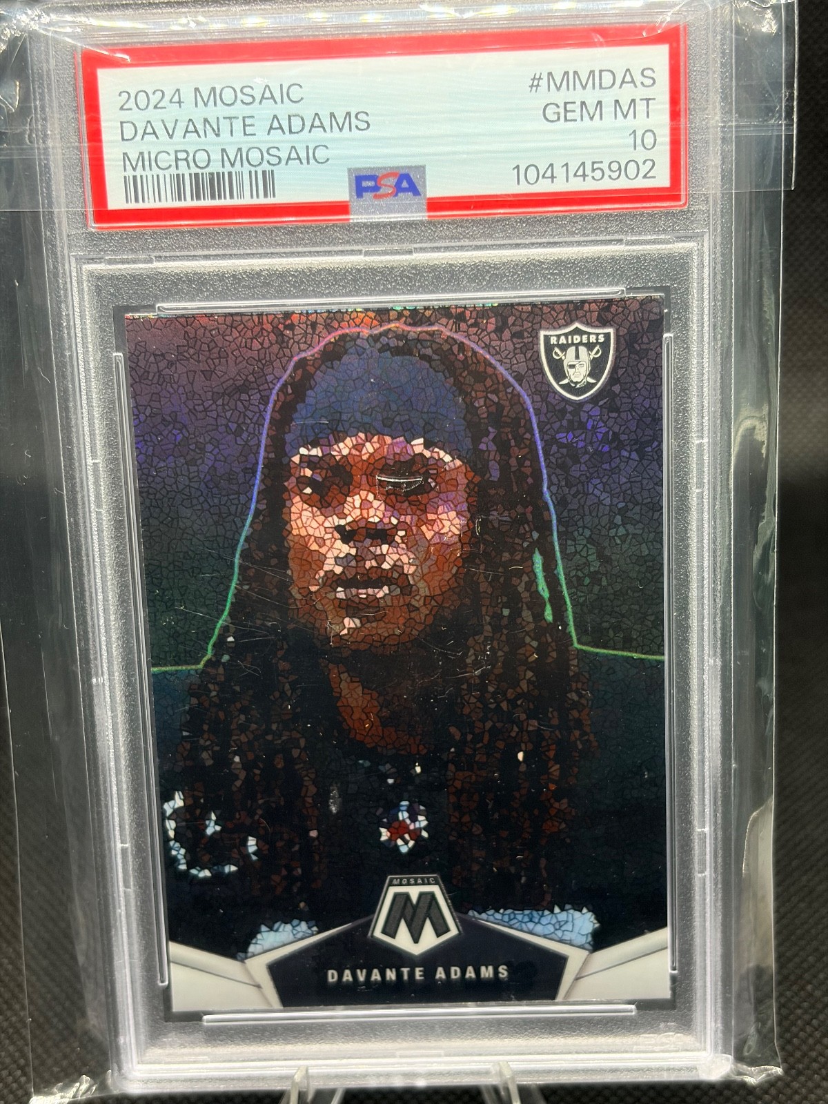 2024 Panini- Mosaic Davante Adams #MM-DAS Micro Mosaic Prizm LV Raiders PSA 10
