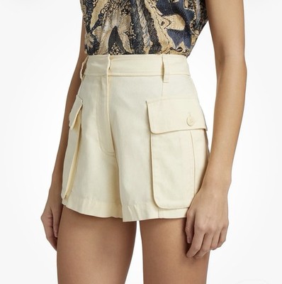 EUC ULLA JOHNSON $350 Green Sadie High-Rise Cargo Shorts 4 Beach