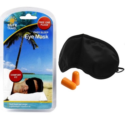 1x Sure Travel Comfort Augenmaske Schatten + Schaum Geräuschreduzierende Ohrstöpsel Einzelset