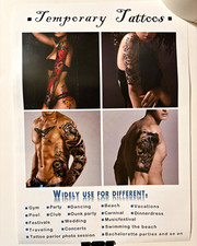 5 Full Arm 3 Large Temporary Tattoos - Floral, Butterfly, and Bird Designs