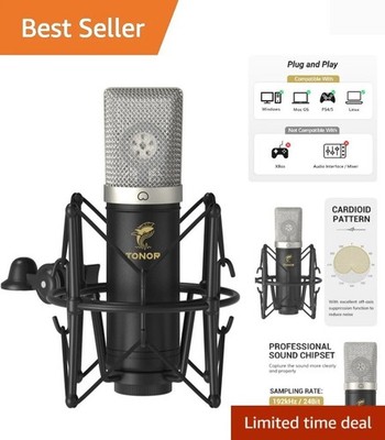 Condenser Microphone 192kHz/24Bit, USB Cardioid Computer Mic Kit with Upgrade...