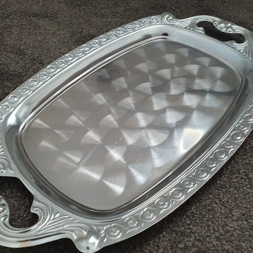 Silver Metal Serving Tray Ornate Hollywood Regency Decor Vintage - Picture 5 of 8