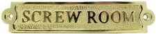 New Brass Metal Gold-Toned Small 6.25" Screw Room Sign Plaque Nautical