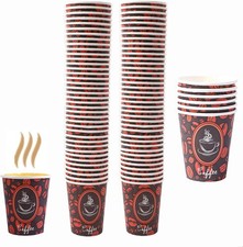100 Pack Quality Disposable Paper Hot Coffee Cups, For Hot Drinks Tea  Coffee,