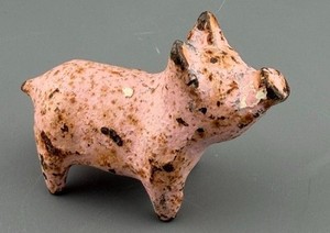 Vintage Mini Cast Metal Pig Figurine Hand Painted Folk Art 1.5"