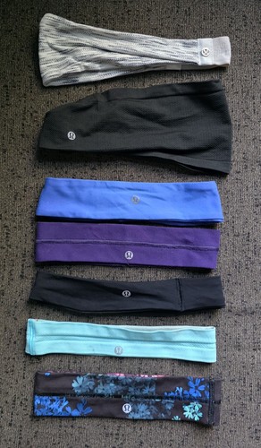 7 LULULEMON Headbands Lot Wide Skinny Fringe Fighter Fly Away Tamer