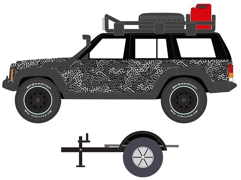 JOHNNY LIGHTNING JLBT022 1:64 JEEP CHEROKEE XJ W/ TOW DOLLY (TOW-N-GO) - Image 3 of 3