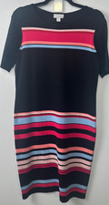 Carlisle New York Short Sleeve Knit Dress Size S Colorful Stripes Viscose C7