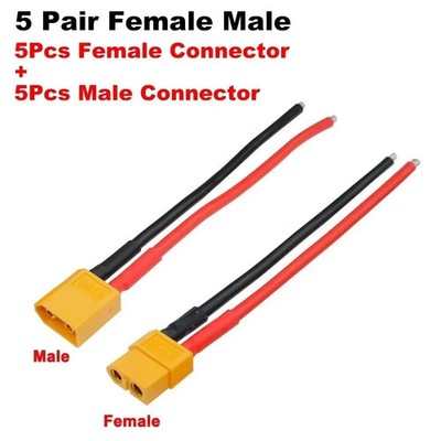 10 AWG 4pcs 180mm XT60 Parallel Pigtail Wire Cable Male Female Connector RC Lipo