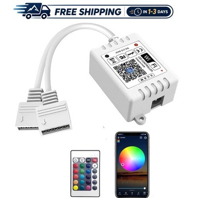 Dual Output WiFi RGBW LED Controller - Voice & App Control with 24-Key Remote