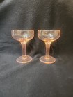 Vintage Pink Heavy Glass Champagne/Martini Coupe Glasses  Set Of 2 Retro Elegant — photo 2