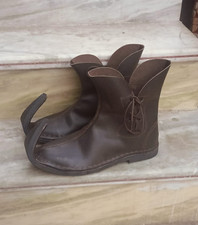 Medieval Leather Elf Boots Handmade Viking LARP Renaissance Ankle Boots.