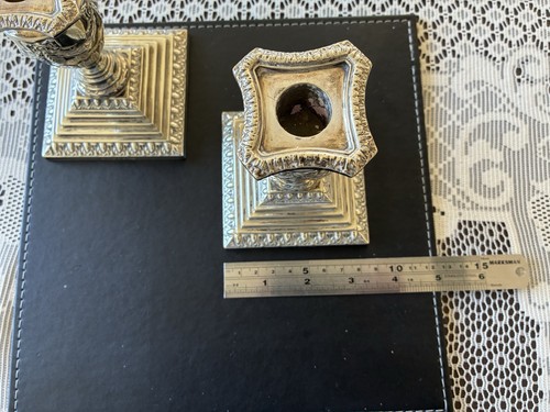 Antique Pair Adams Style Silver Plated Candlesticks Walker & Hall 1887 - Picture 13 of 13
