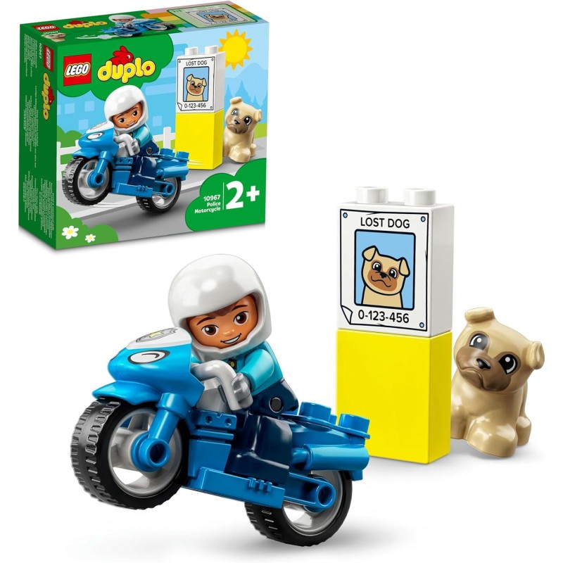 Lego Duplo - Motocicletta della polizia - Lego 10967 Moto Giocattolo e Cane per 