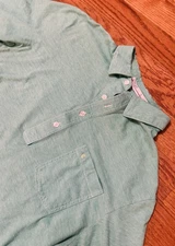 Criquet Classic Polo Shirt Mens Large Slim Fit Green Organic Cotton Golf Stretch