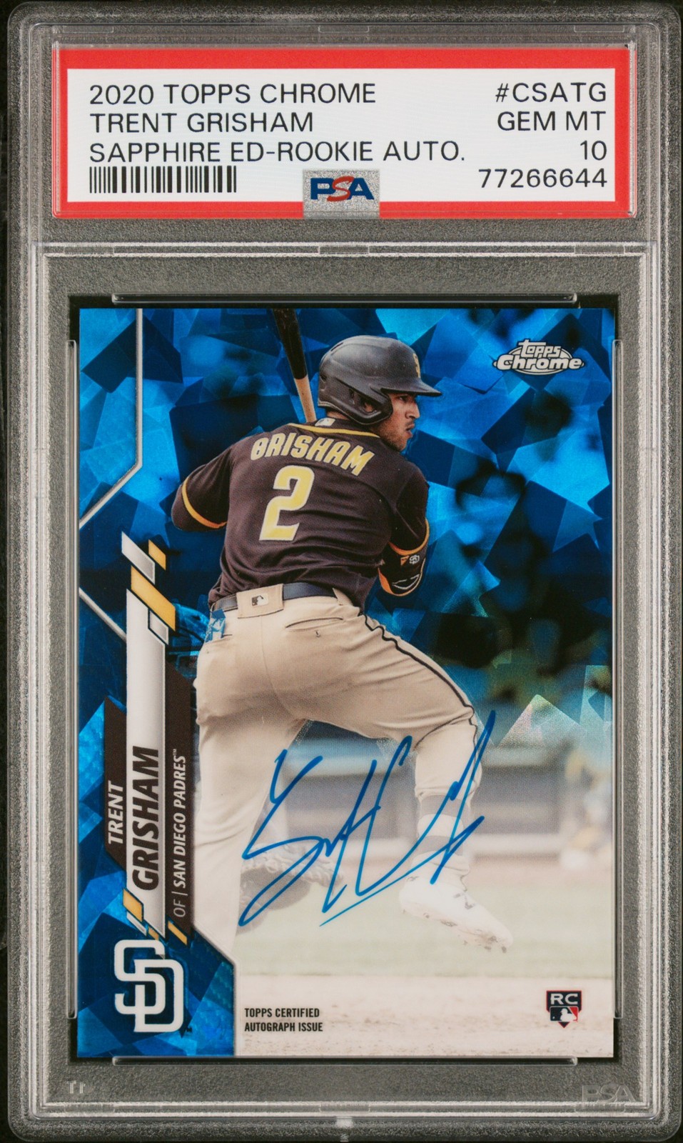 2020 Topps Chrome Sapphire Edition Rookie Auto #CSATG Trent Grisham PSA 10