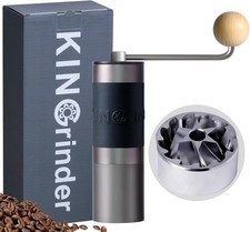 【Gray】K1 Manual Coffee Grinder Straight Handle Stainless Burr | Supports grind s