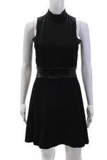 Alice + Olivia Womens High Neck Sleeveless Zip Up Mid-Calf Dress Black Size XS